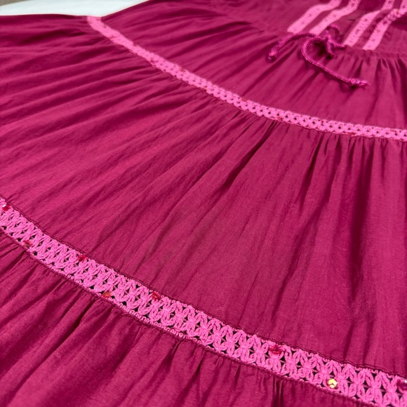 JFW Boho Embroidered Sequin Detailed Cotton Tiered Maxi Dress - Picture 8 of 10